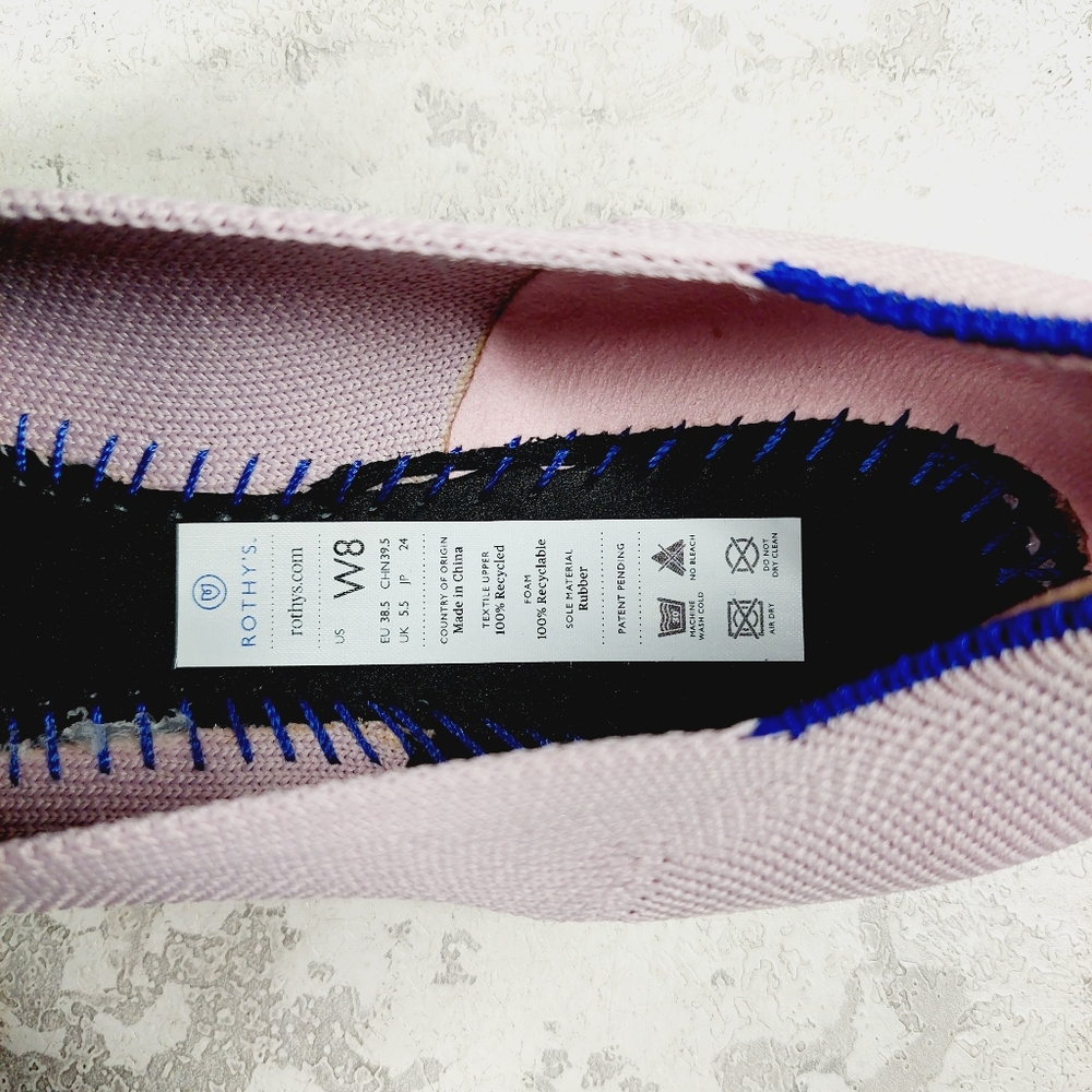 New Rothy's The Flat Pink Knit Pointy Toe Slip On Loafers W27 - Picture 8 of 9